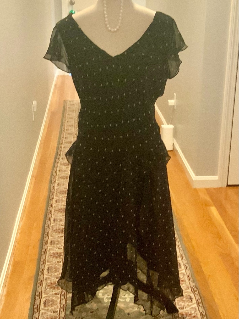 jonathan martin Black Polka Dot Midi Dress. Size 12. Like new
